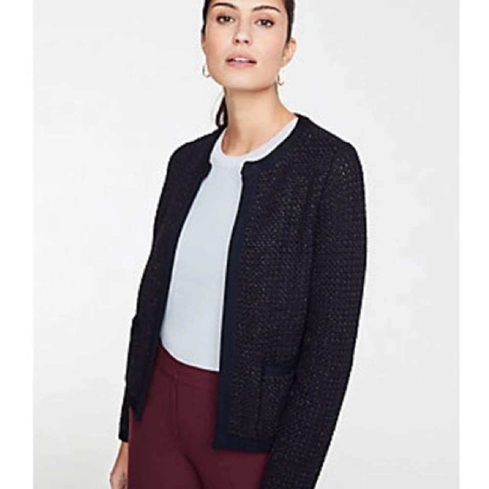 Ann Taylor black petite shimmer jacket